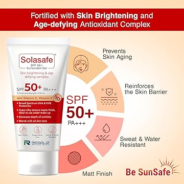 solasafe spf 50+ sunscreen gel – skin brightening & age defying complex