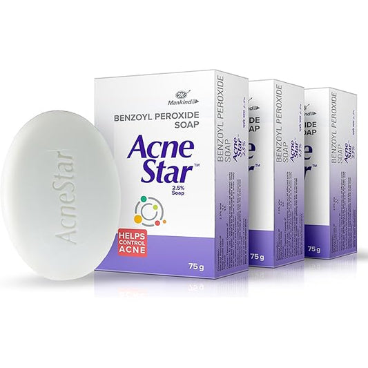 Acne Star™ Benzoyl Peroxide Soap – 2.5% – 75g ( Pack Of - 3 )