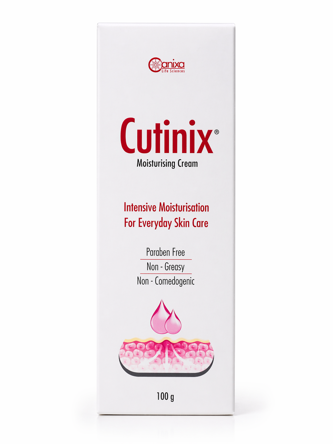 cutinix moisturising cream 100g | intensive hydration cream | non-greasy, non-comedogenic | paraben-free daily moisturizer