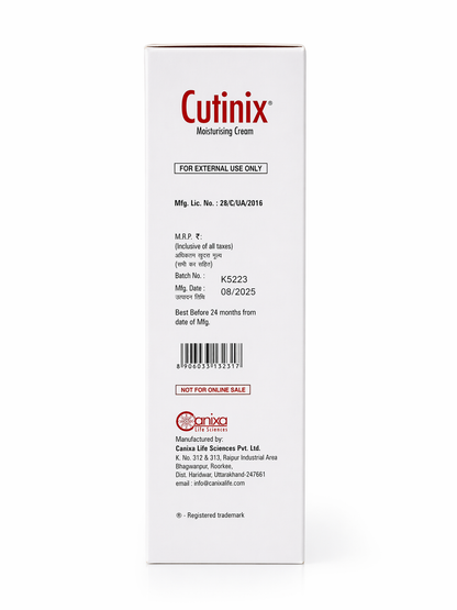 Cutinix Moisturising Cream 100g | Intensive Hydration Cream | Non-Greasy, Non-Comedogenic | Paraben-Free Daily Moisturizer