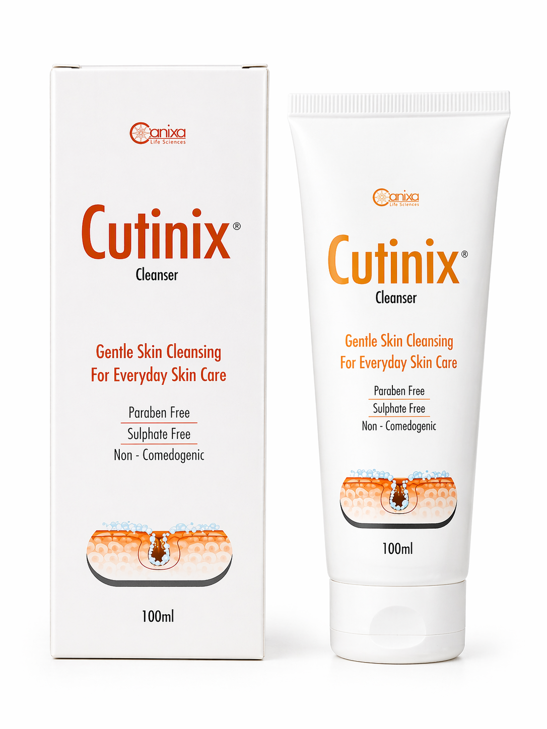 cutinix cleanser 100ml | gentle face wash for daily skin care | paraben & sulphate free | non-comedogenic