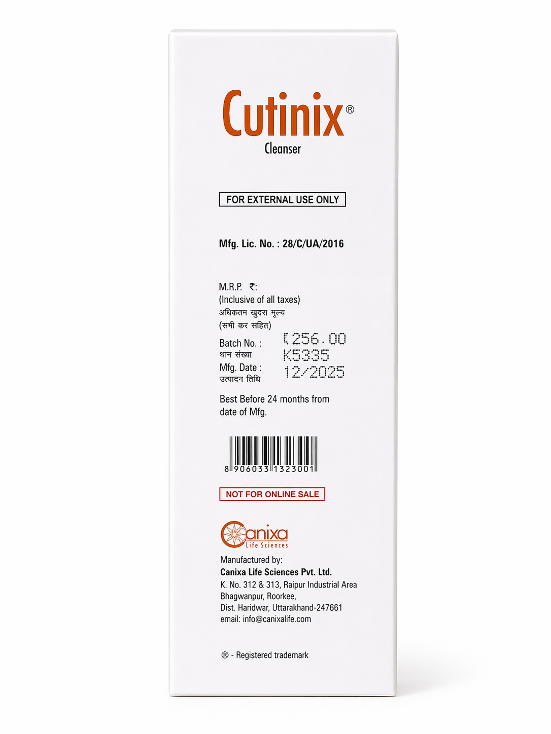 cutinix cleanser 100ml | gentle face wash for daily skin care | paraben & sulphate free | non-comedogenic