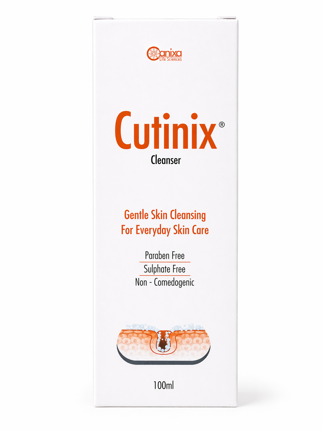 cutinix cleanser 100ml | gentle face wash for daily skin care | paraben & sulphate free | non-comedogenic