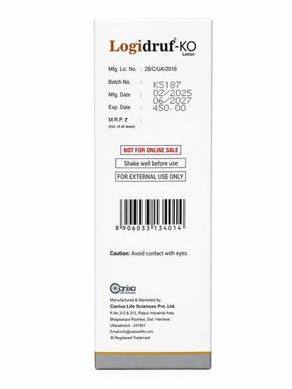 Logidruf-KO Anti-Dandruff Lotion | Climbazole + ZPTO + Piroctone Olamine | Leave-In Scalp Treatment | 150ml