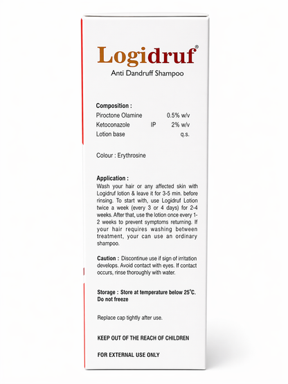 Logidruf Anti-Dandruff Shampoo | With Piroctone Olamine & Ketoconazole | 100ml