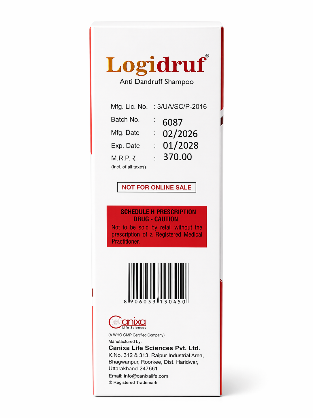 logidruf anti-dandruff shampoo | with piroctone olamine & ketoconazole | 100ml