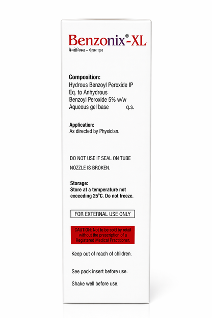 Benzonix-XL | 5% Benzoyl Peroxide Gel Wash | Topical Acne Treatment – 100g