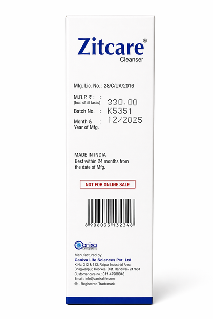 Zitcare Cleanser – Gentle Exfoliating Daily Face Wash | Non-Comedogenic | 100g