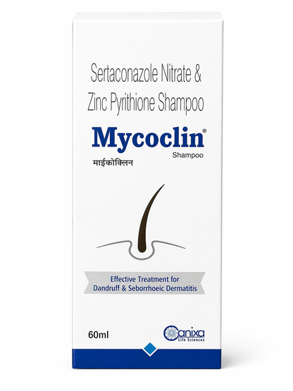 Mycoclin Anti-Dandruff Shampoo (Sertaconazole Nitrate & Zinc Pyrithione) – Dandruff & Seborrhoeic Dermatitis Treatment | 60ml