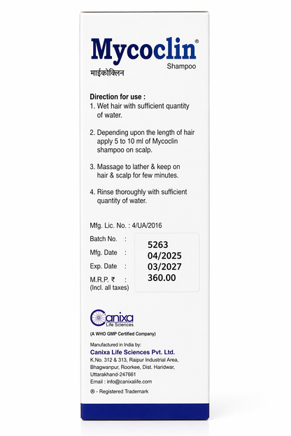 Mycoclin Anti-Dandruff Shampoo (Sertaconazole Nitrate & Zinc Pyrithione) – Dandruff & Seborrhoeic Dermatitis Treatment | 60ml