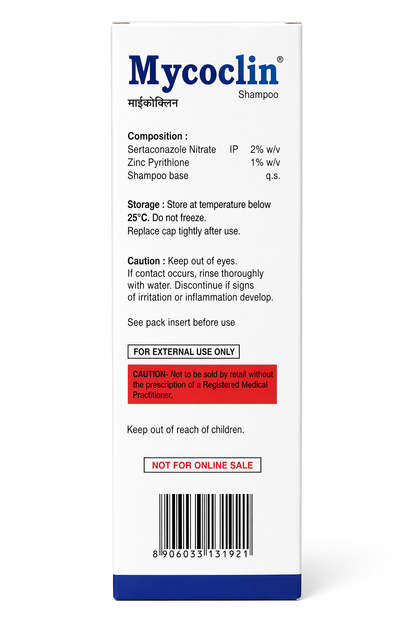 Mycoclin Anti-Dandruff Shampoo (Sertaconazole Nitrate & Zinc Pyrithione) – Dandruff & Seborrhoeic Dermatitis Treatment | 60ml