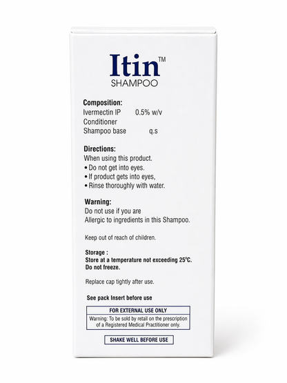 Itin Ivermectin Shampoo (Pack Of : 2) 0.5% w/v – Anti-Lice & Scalp Parasite Treatment | 50ml