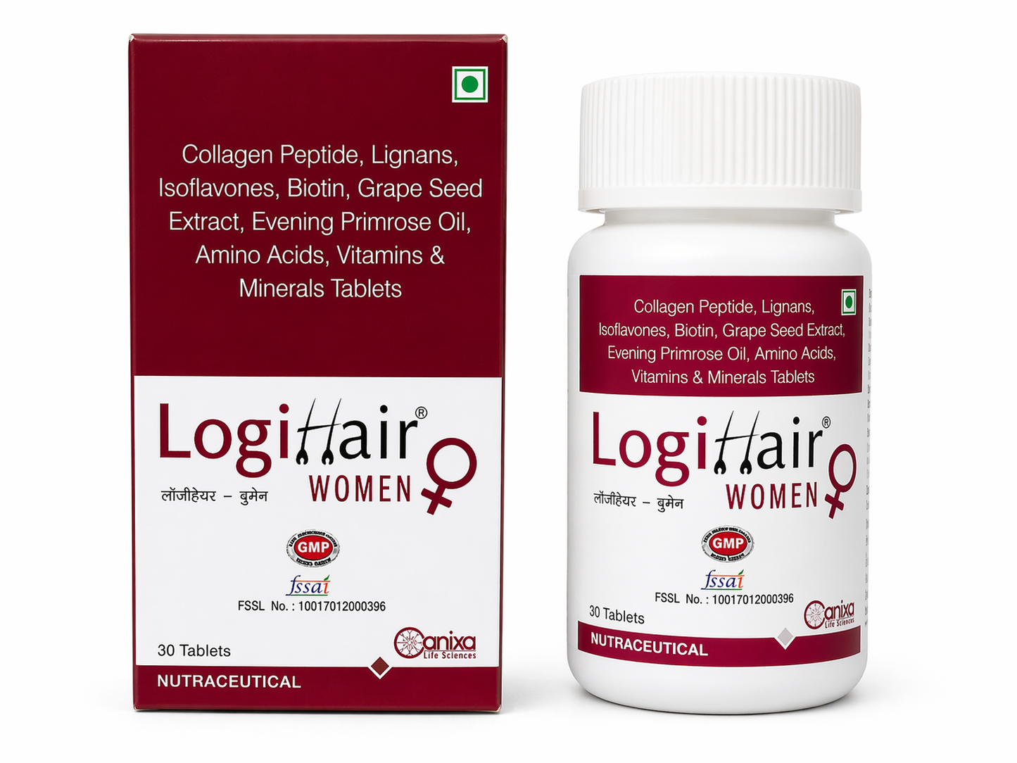 logihair men & women hair growth tablets – biotin, collagen & multivitamin supplement for hair health | 30 tablets