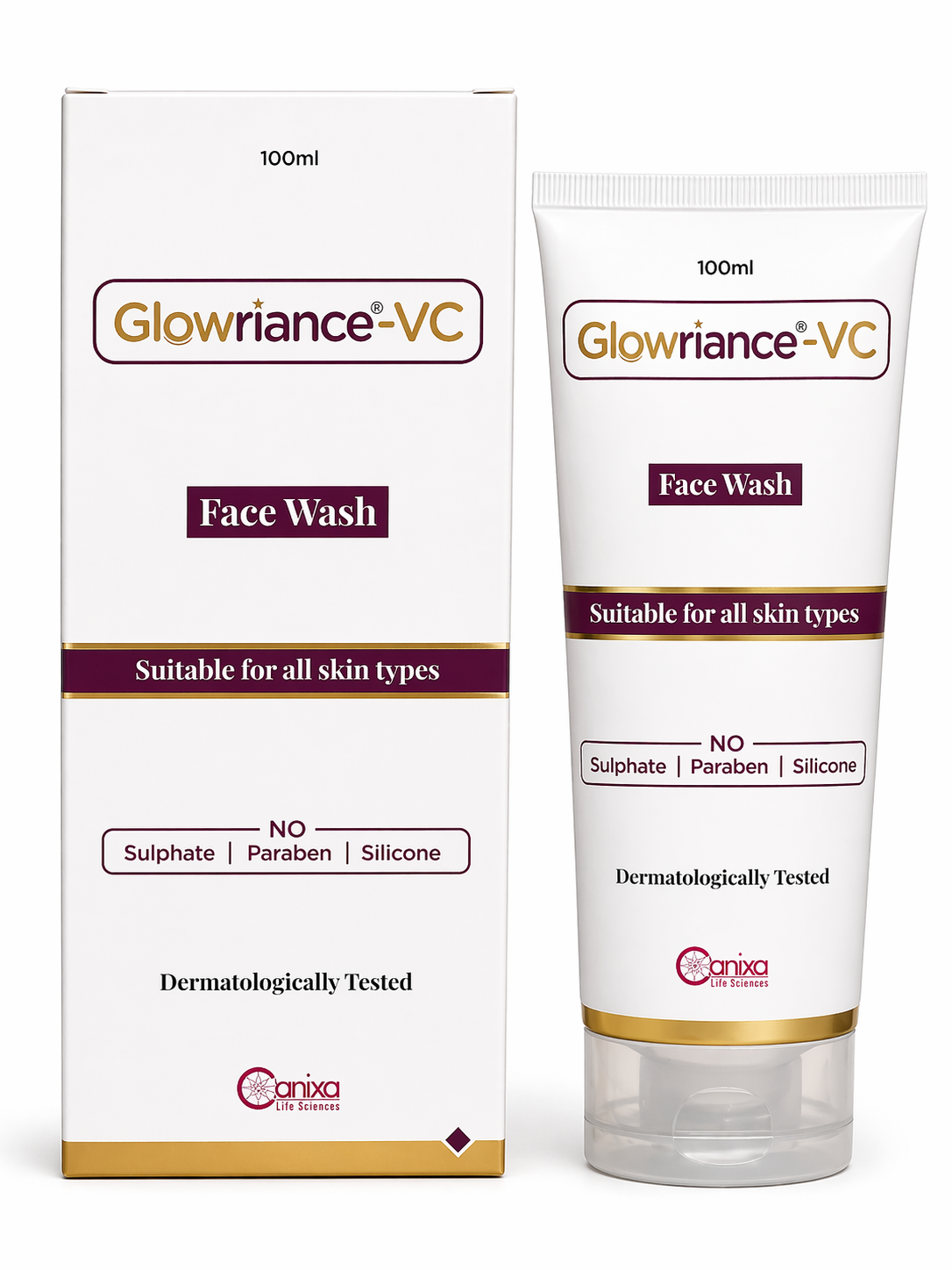 glowriance-vc face wash – with vitamin c & niacinamide | brightening & spot reduction | sulphate-free | 100ml