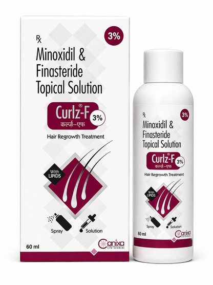 Curlz-F | 3% Minoxidil & 0.1% Finasteride Topical Solution with Lipids | 60ml
