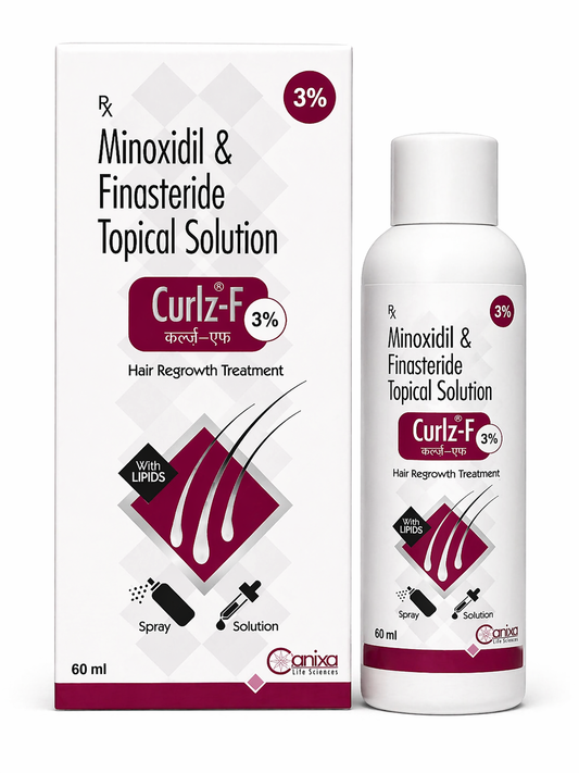 Curlz-F | 3% Minoxidil & 0.1% Finasteride Topical Solution with Lipids | 60ml