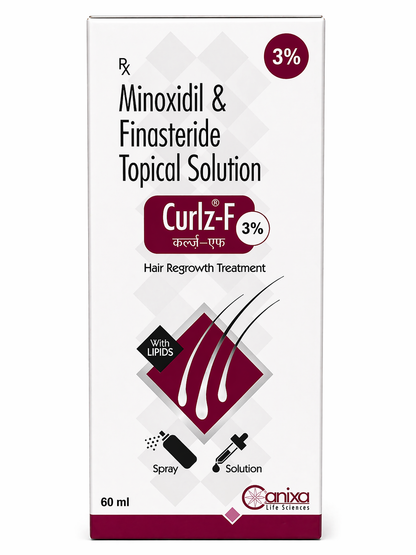 Curlz-F | 3% Minoxidil & 0.1% Finasteride Topical Solution with Lipids | 60ml