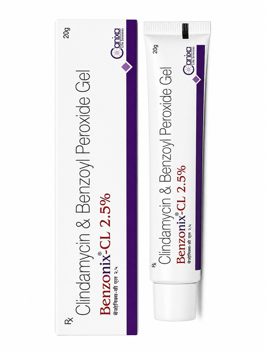 Benzonix-CL 2.5% Gel – Clindamycin & Benzoyl Peroxide Gel 20g | Acne Treatment & Pimples Control