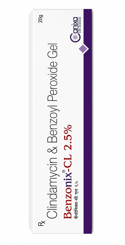 Benzonix-CL 2.5% Gel – Clindamycin & Benzoyl Peroxide Gel 20g | Acne Treatment & Pimples Control
