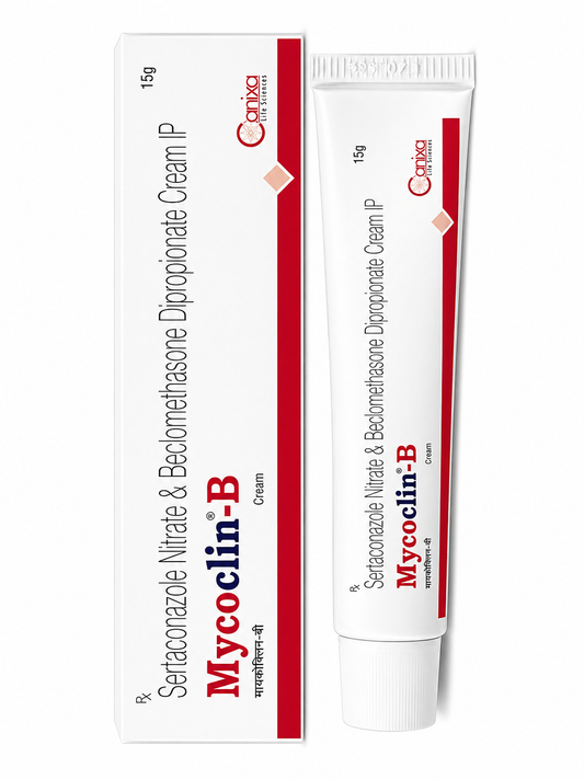 Mycoclin-B Cream 15g – Sertaconazole Nitrate & Beclomethasone Dipropionate | Antifungal & Anti-Inflammatory Cream