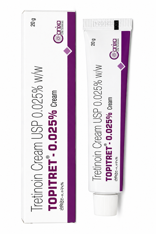 Topitret 0.025% Cream 20g x 2– Tretinoin Cream USP | Acne Treatment, Anti-Aging & Skin Renewal