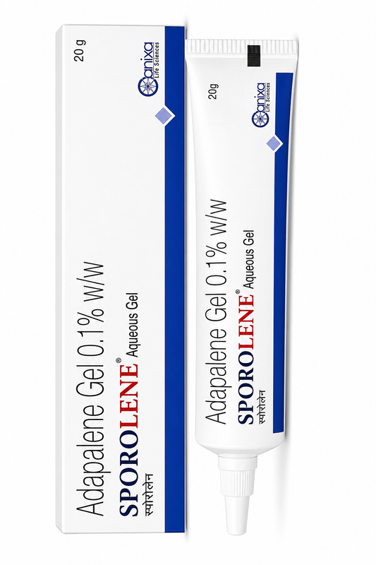 Sporolene Adapalene Gel 0.1% w/w 20g – Acne Treatment, Pimple Control & Skin Renewal Gel