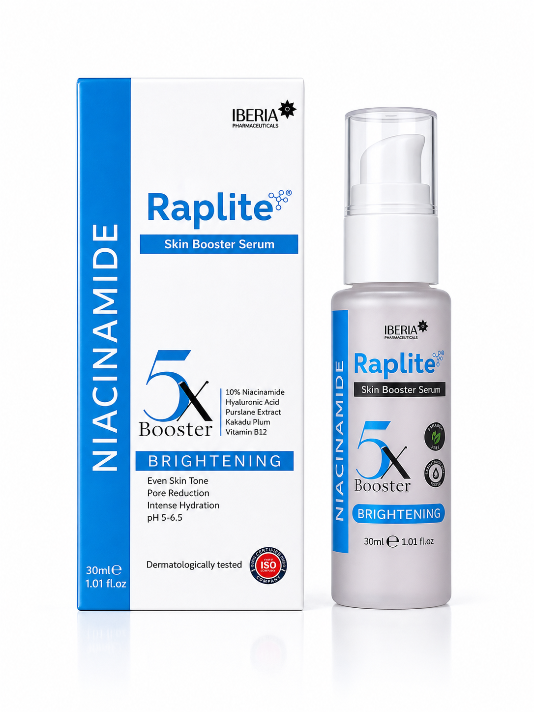 raplite niacinamide 5x skin booster serum | 10% niacinamide, hyaluronic acid & vitamin b12 for brightening & hydration (30ml)