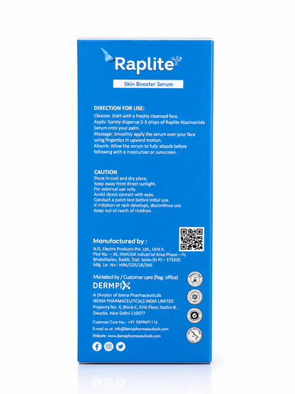 Raplite Niacinamide 5X Skin Booster Serum | 10% Niacinamide, Hyaluronic Acid & Vitamin B12 for Brightening & Hydration (30ml)