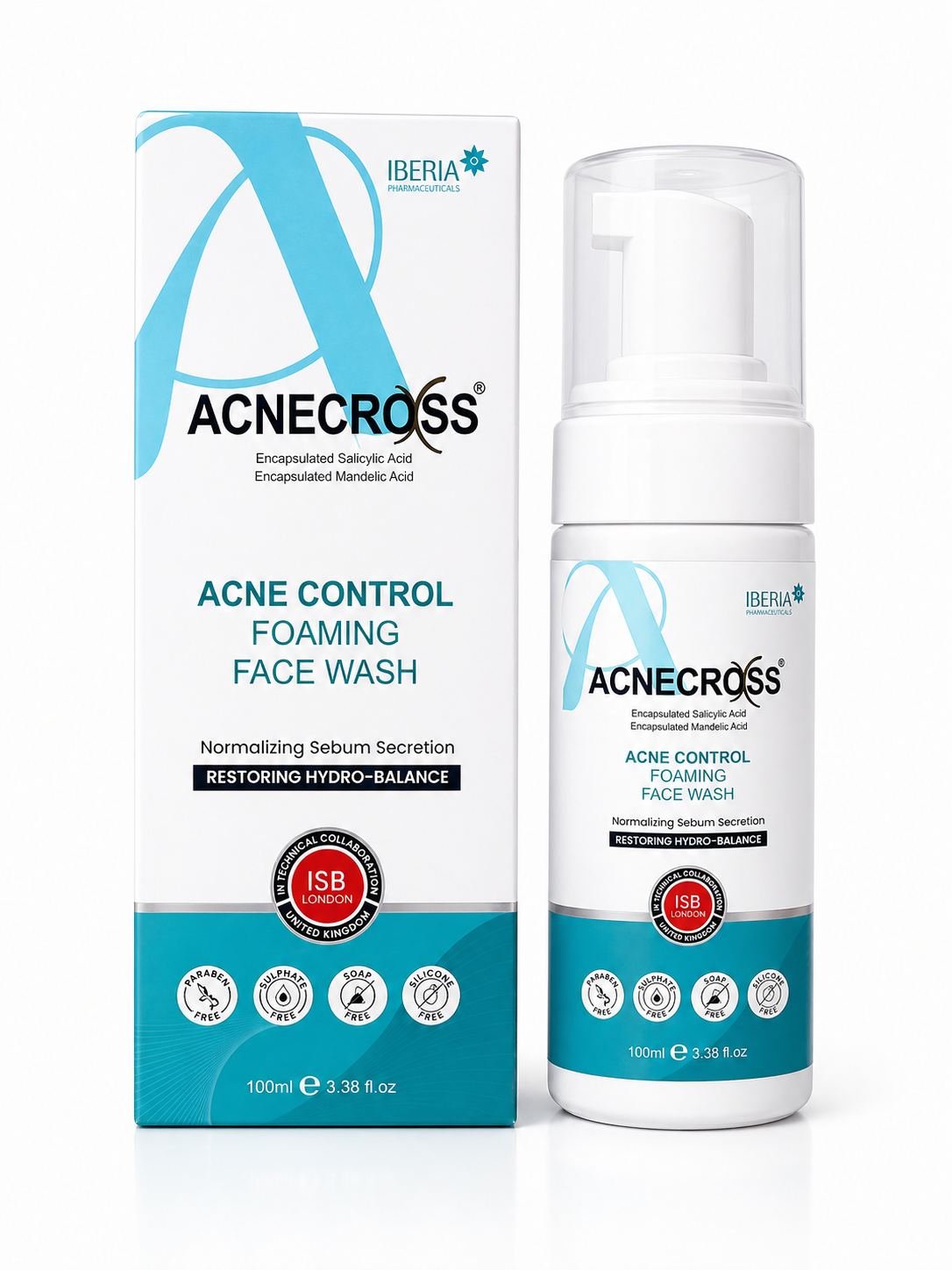 acnecross™ foaming face wash | encapsulated salicylic & mandelic acid |  (100ml)