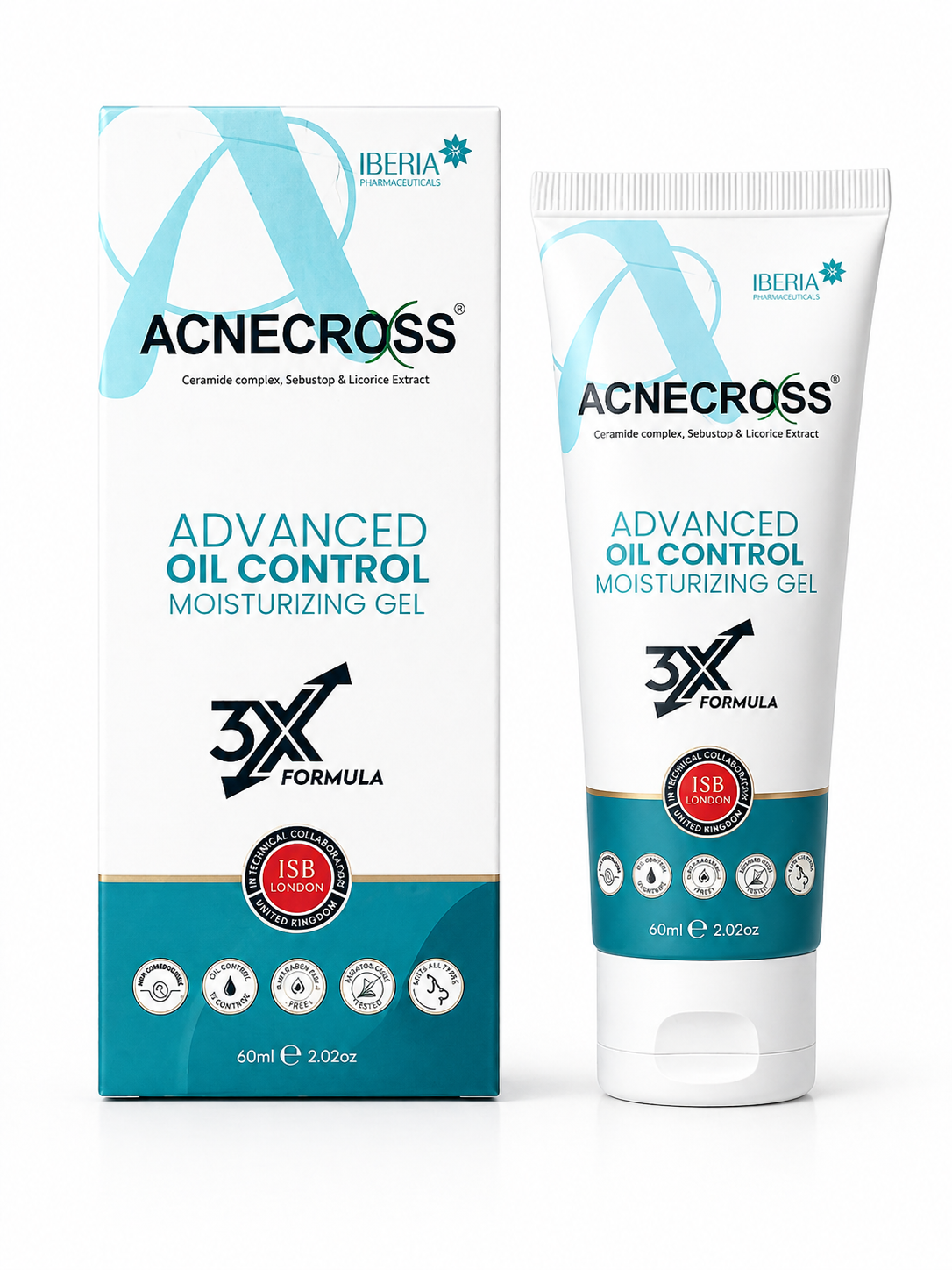 acnecross advanced oil control moisturizing gel | 3x formula with ceramides & licorice for acne-prone skin (60ml)