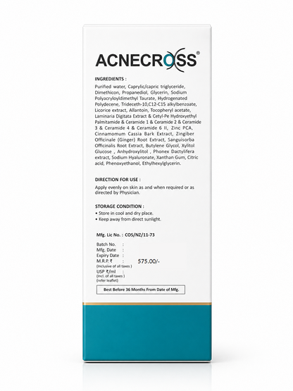 Acnecross Advanced Oil Control Moisturizing Gel | 3X Formula with Ceramides & Licorice for Acne-Prone Skin (60ml)