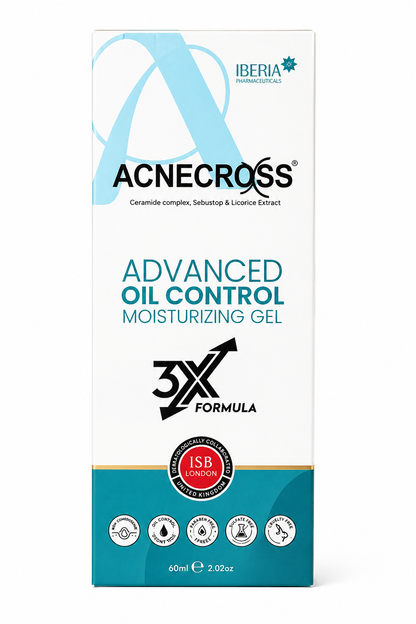 Acnecross Advanced Oil Control Moisturizing Gel | 3X Formula with Ceramides & Licorice for Acne-Prone Skin (60ml)