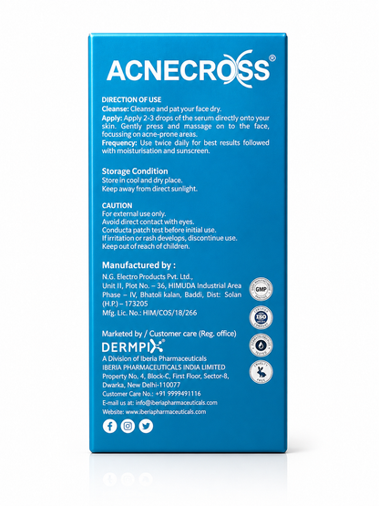 Acnecross Pore Refining Serum | 2% Salicylic Acid with Tea Tree & Witch Hazel for Acne-Prone Skin (30ml)