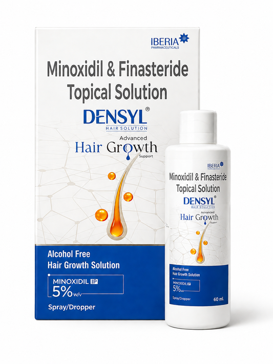 DENSYL Minoxidil 5% & Finasteride Topical Hair Growth Solution – Alcohol-Free, 60ml with Spray/Dropper