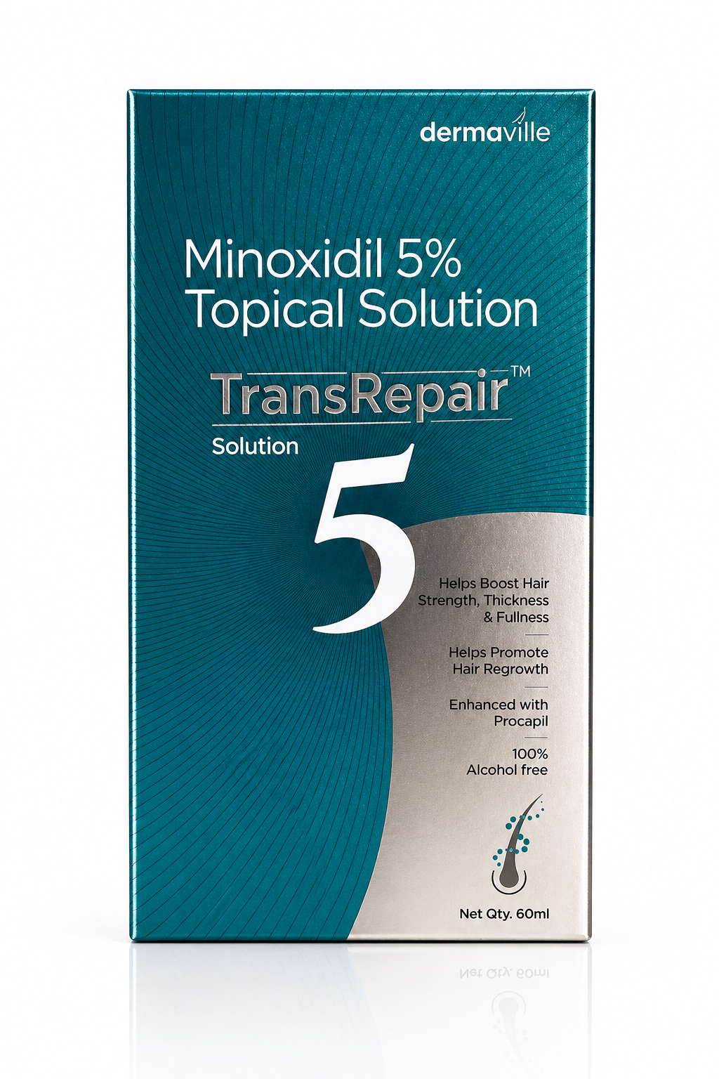 minoxidil 5% topical solution transrepair | hair regrowth treatment with procapil | alcohol-free formula | 60ml