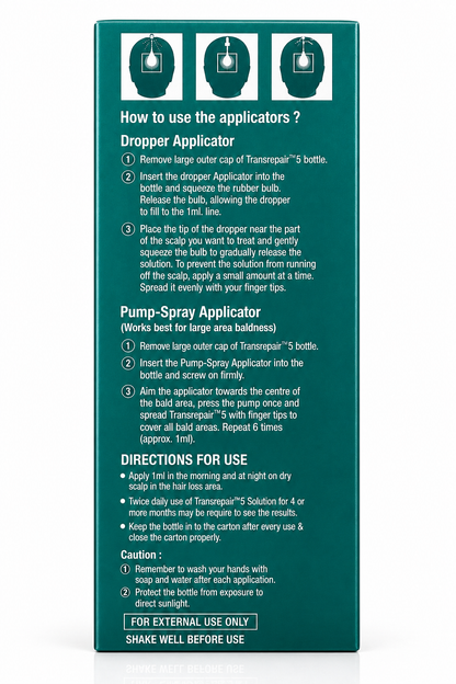 Minoxidil 5% Topical Solution TransRepair | Hair Regrowth Treatment with Procapil | Alcohol-Free Formula | 60ml