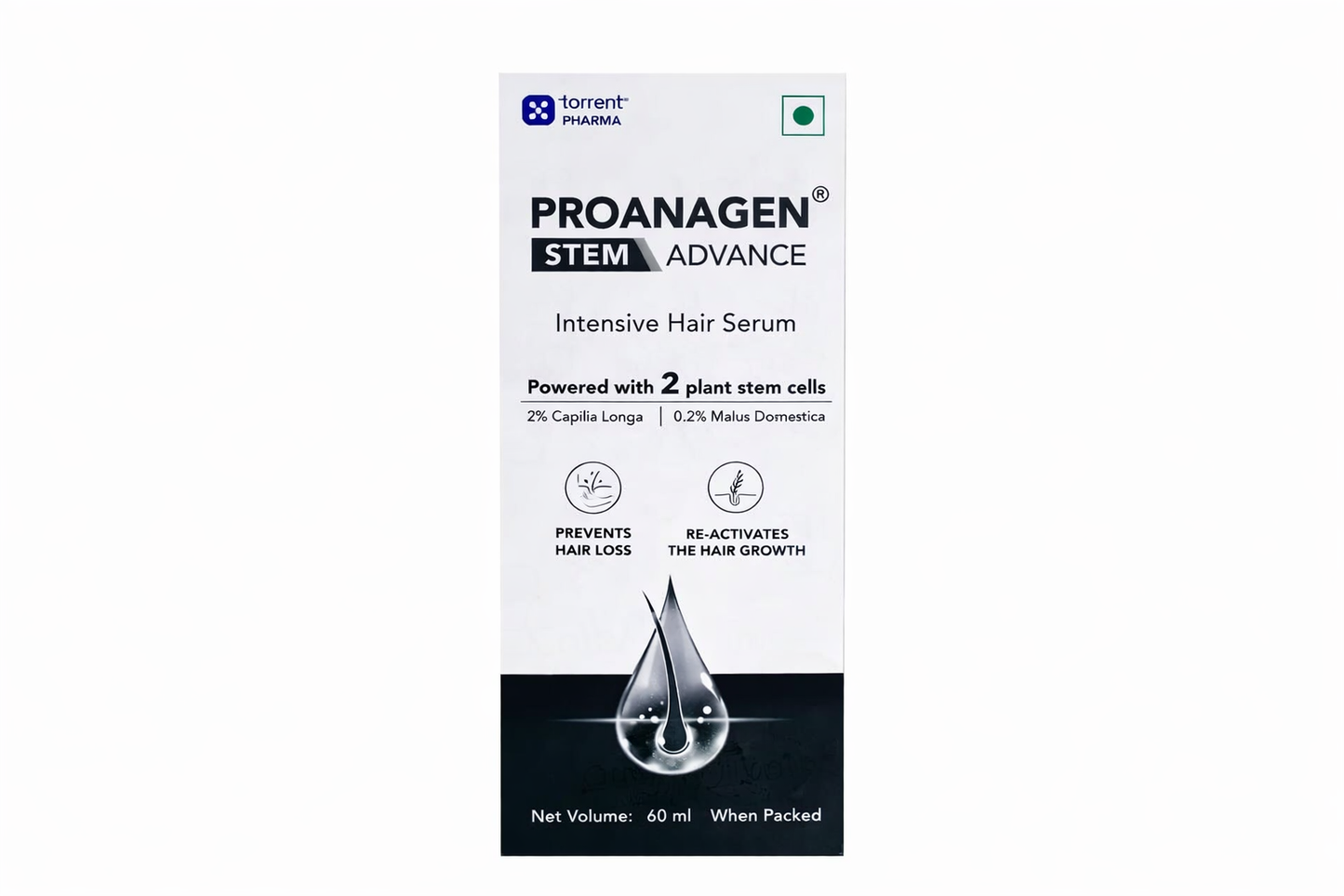 proanagen stem advance intensive hair serum – powered with plant stem cells (60 ml)