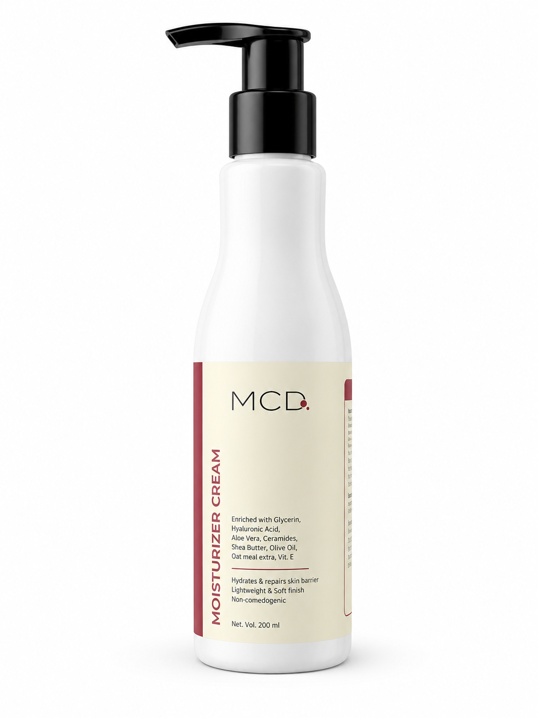 mcd moisturizer cream with hyaluronic acid, ceramides, aloe vera & shea butter | deep hydration & skin barrier support | 200 ml