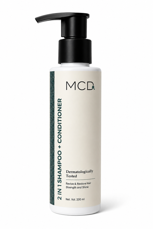 MCD 2 in 1 Shampoo + Conditioner with Aloe Vera & D-Panthenol | Strength & Shine Hair Care Formula for All Hair Types | 200 ml