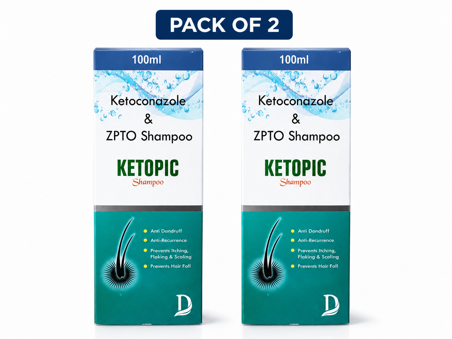 ketopic shampoo – ketoconazole 2% & zpto 1% anti-dandruff shampoo (100ml x 2)