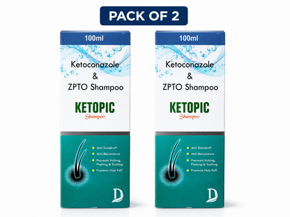 Ketopic Shampoo – Ketoconazole 2% & ZPTO 1% Anti-Dandruff Shampoo (100ml X 2)