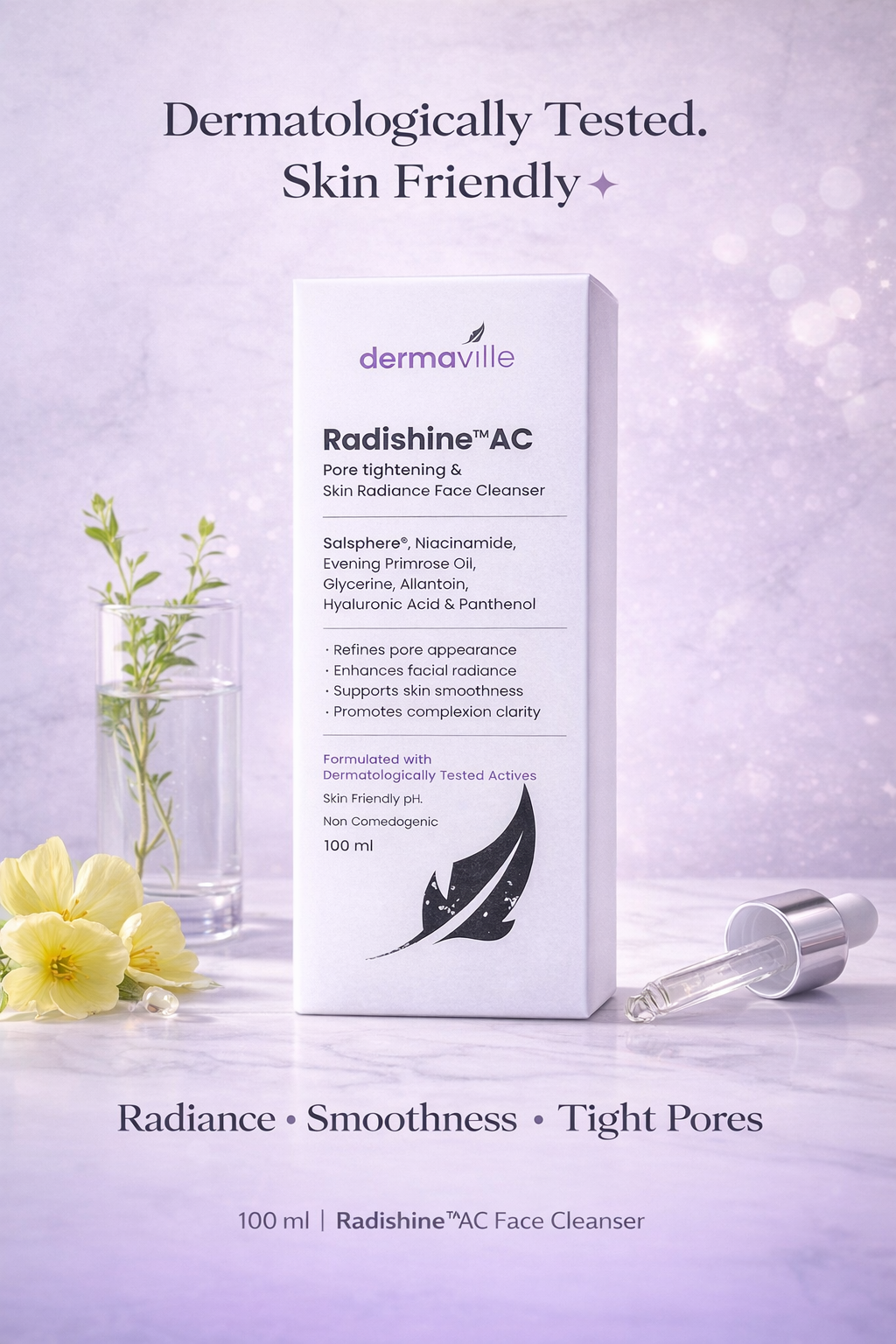 radishine ac face cleanser – with niacinamide, hyaluronic acid & salsphere technology – 100ml