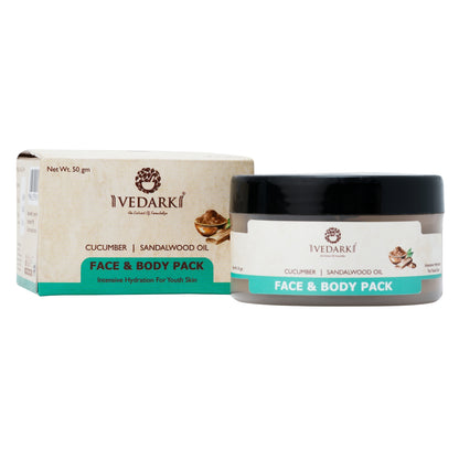 VEDARK Cucumber & Sandalwood Oil Face & Body Pack | For Youthful Hydration | 50 gm