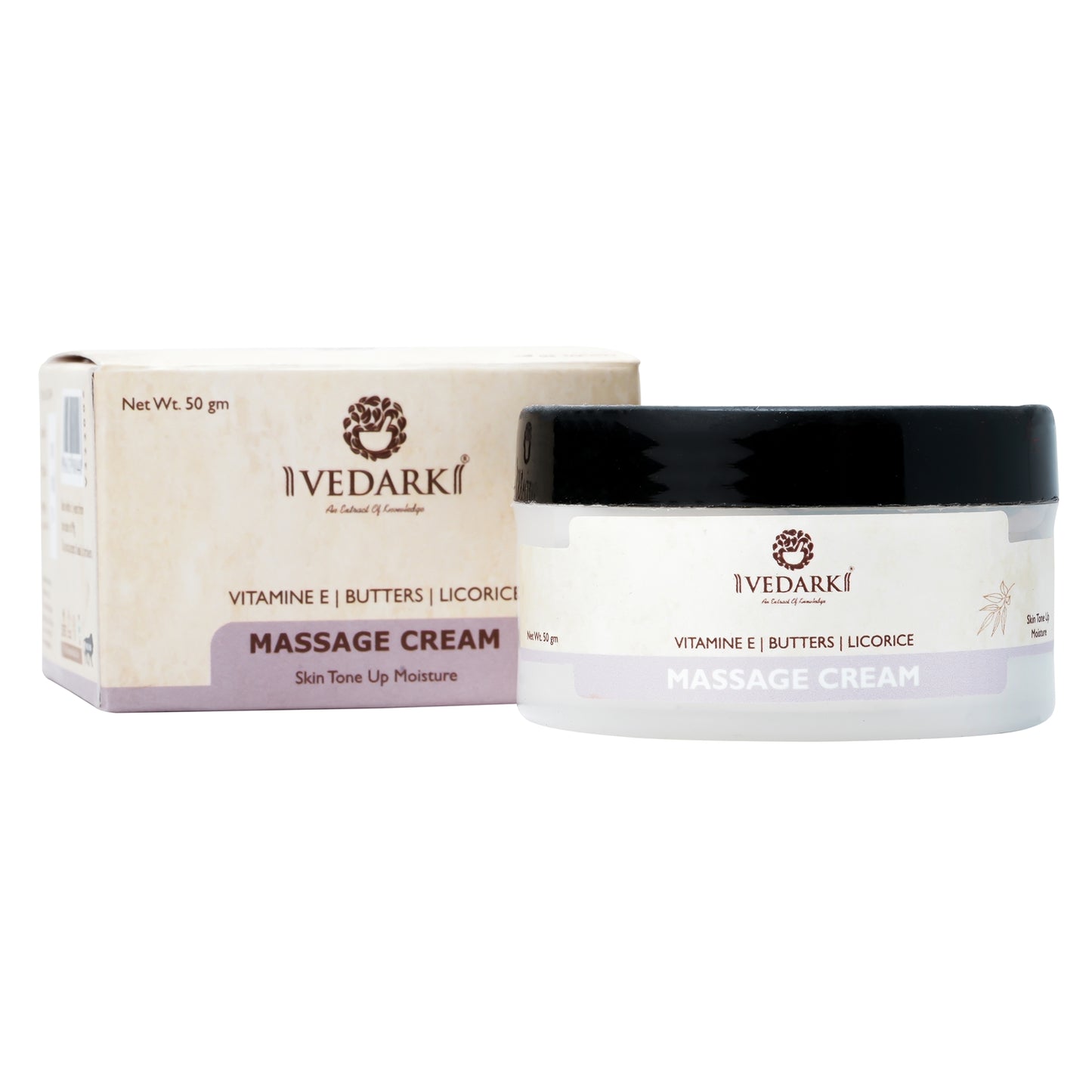 vedark massage cream | skin tone-up & deep moisture | enriched with vitamin e, butters & licorice | 50 gm