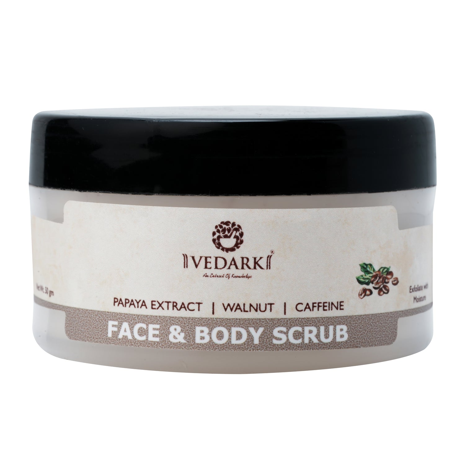VEDARK Papaya, Walnut & Caffeine Face & Body Scrub | Exfoliate with Moisture | 50 gm