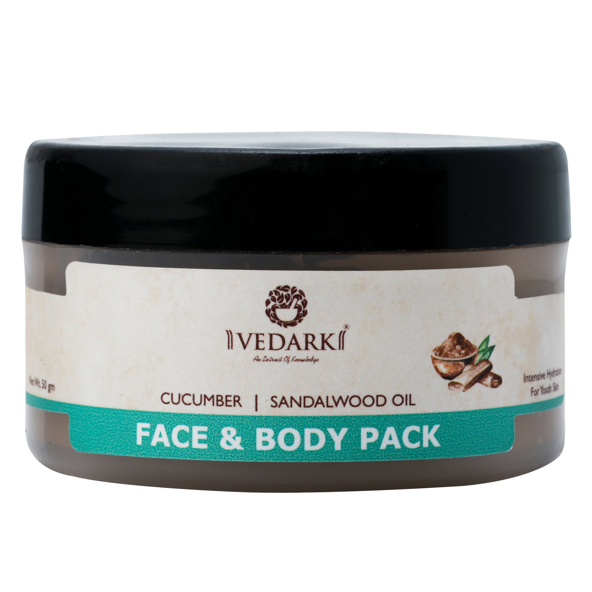 VEDARK Cucumber & Sandalwood Oil Face & Body Pack | For Youthful Hydration | 50 gm