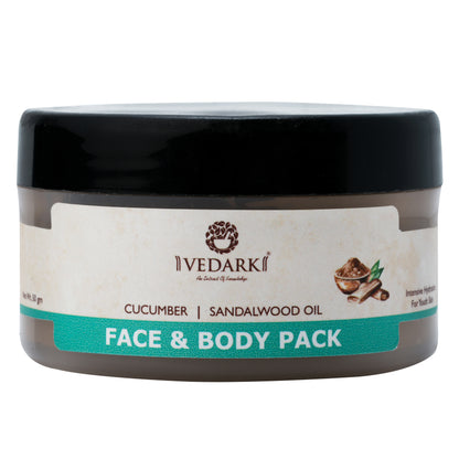 VEDARK Cucumber & Sandalwood Oil Face & Body Pack | For Youthful Hydration | 50 gm