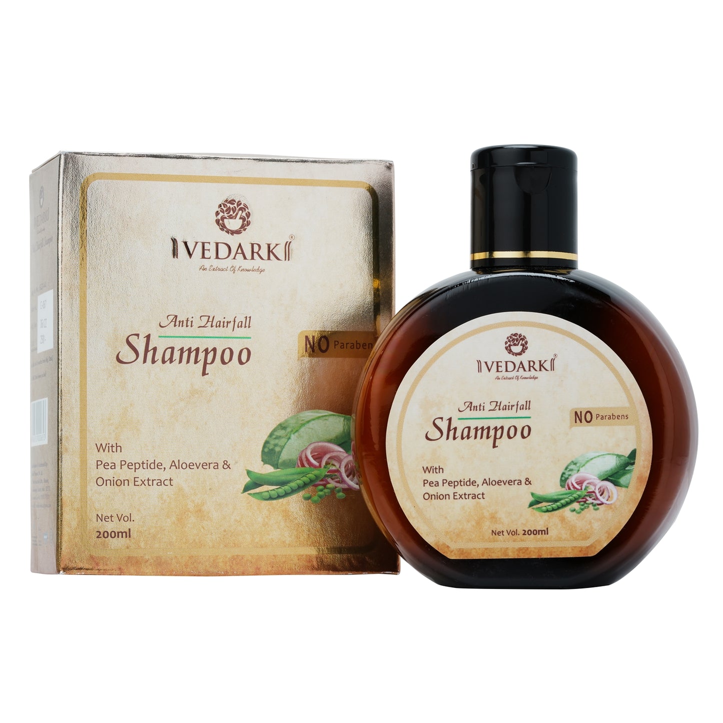 vedark anti hairfall shampoo with pea peptide, aloe vera & onion extract | 200ml