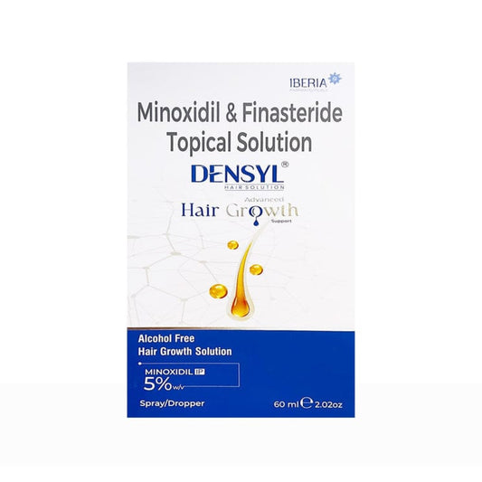 DENSYL Minoxidil 5% & Finasteride Topical Hair Growth Solution – Alcohol-Free, 60ml with Spray/Dropper