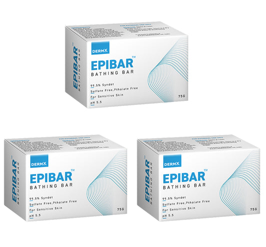 EPIBAR™ Bathing Bar – Pack of 3 | 99.5% Syndet | Sulfate-Free & Phthalate-Free | For Sensitive Skin | pH 5.5